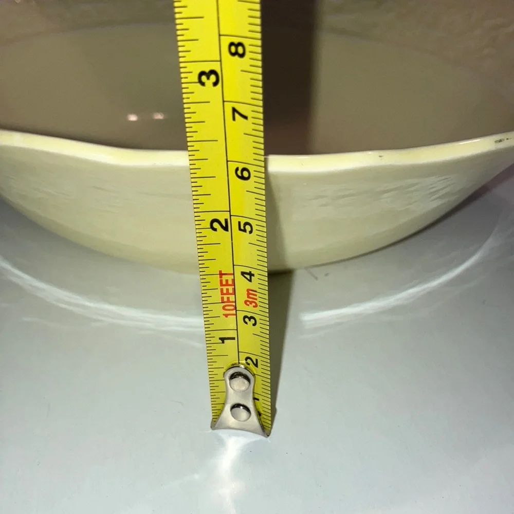 Vintage Faint Yellow Serving Bowl with Cottage Window‎ Design